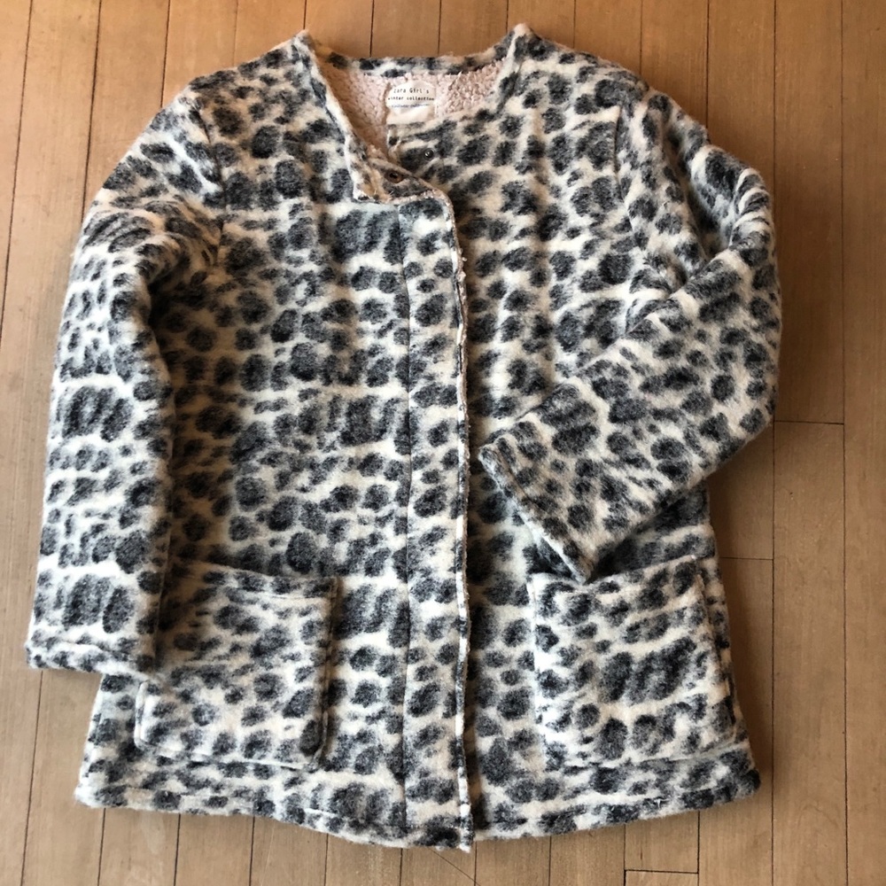ZARA Kids Leopard Print Sherpa Petty Coat 🧥